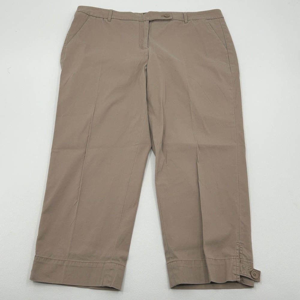Talbots Perfect‎ Skimmer Pants Womens 16 Khaki Cropped Twill Classic Preppy